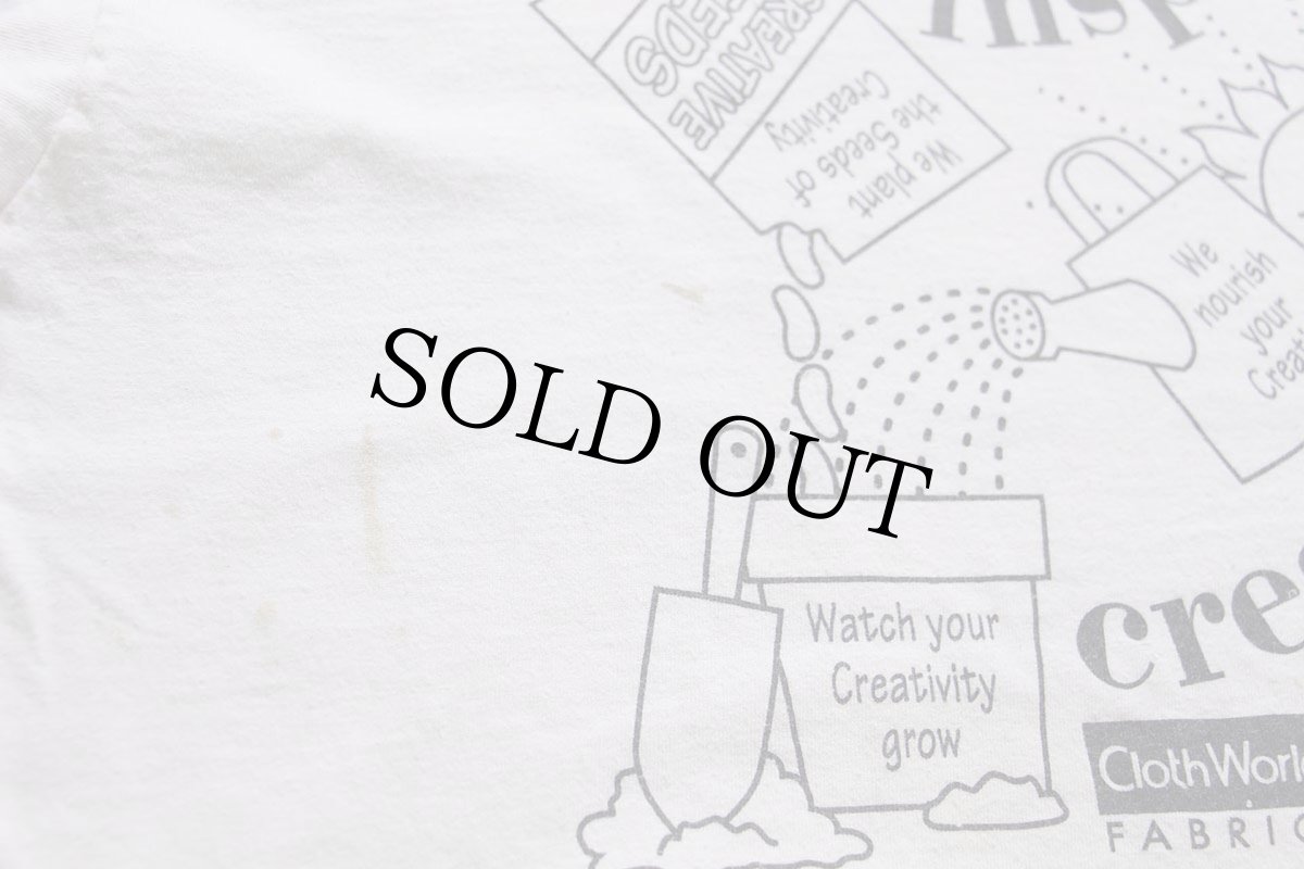 画像4: 90s USA製 JOANN New York inspiring creativity サン スマイル ペンキ飛び 両面プリント コットンTシャツ 生成り XL (4)