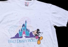 画像1: 90s USA製 WALT DISNEY WORLD ディズニー ミッキー マウス コットンTシャツ 白 XL (1)
