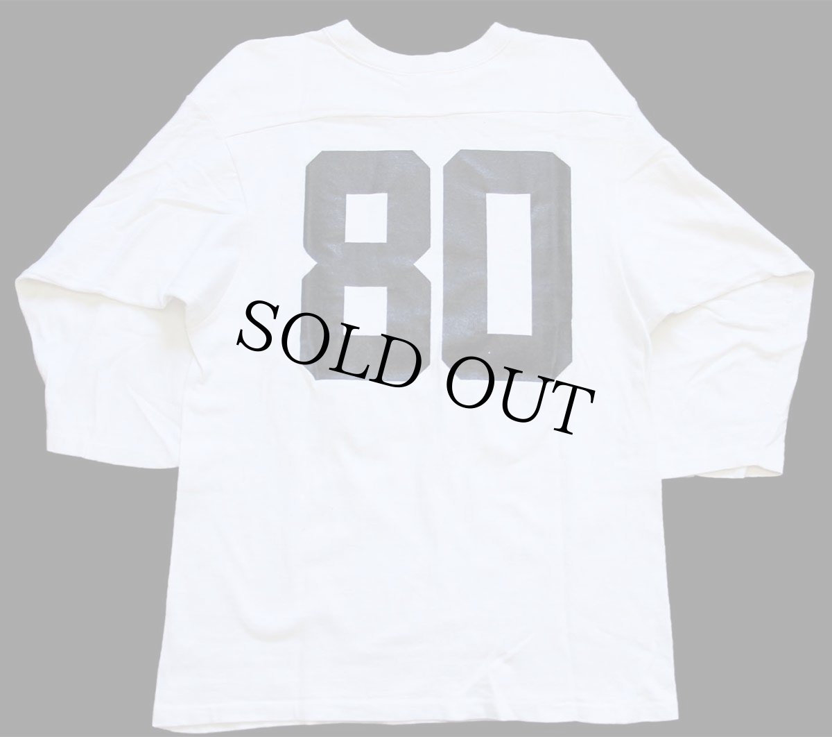 画像2: 70s USA製 ARTEX MIDLAND 80 ナンバリング コットン フットボールTシャツ 生成り M (2)