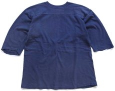 画像2: 70s USA製 Championチャンピオン PENNSYLVANIA 二段中抜きプリント コットン フットボールTシャツ 紺 フェード L (2)