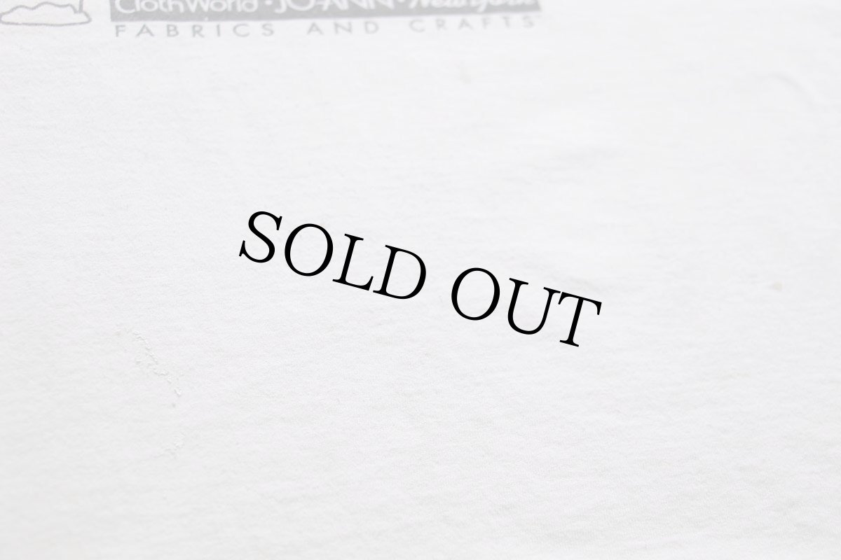 画像6: 90s USA製 JOANN New York inspiring creativity サン スマイル ペンキ飛び 両面プリント コットンTシャツ 生成り XL (6)