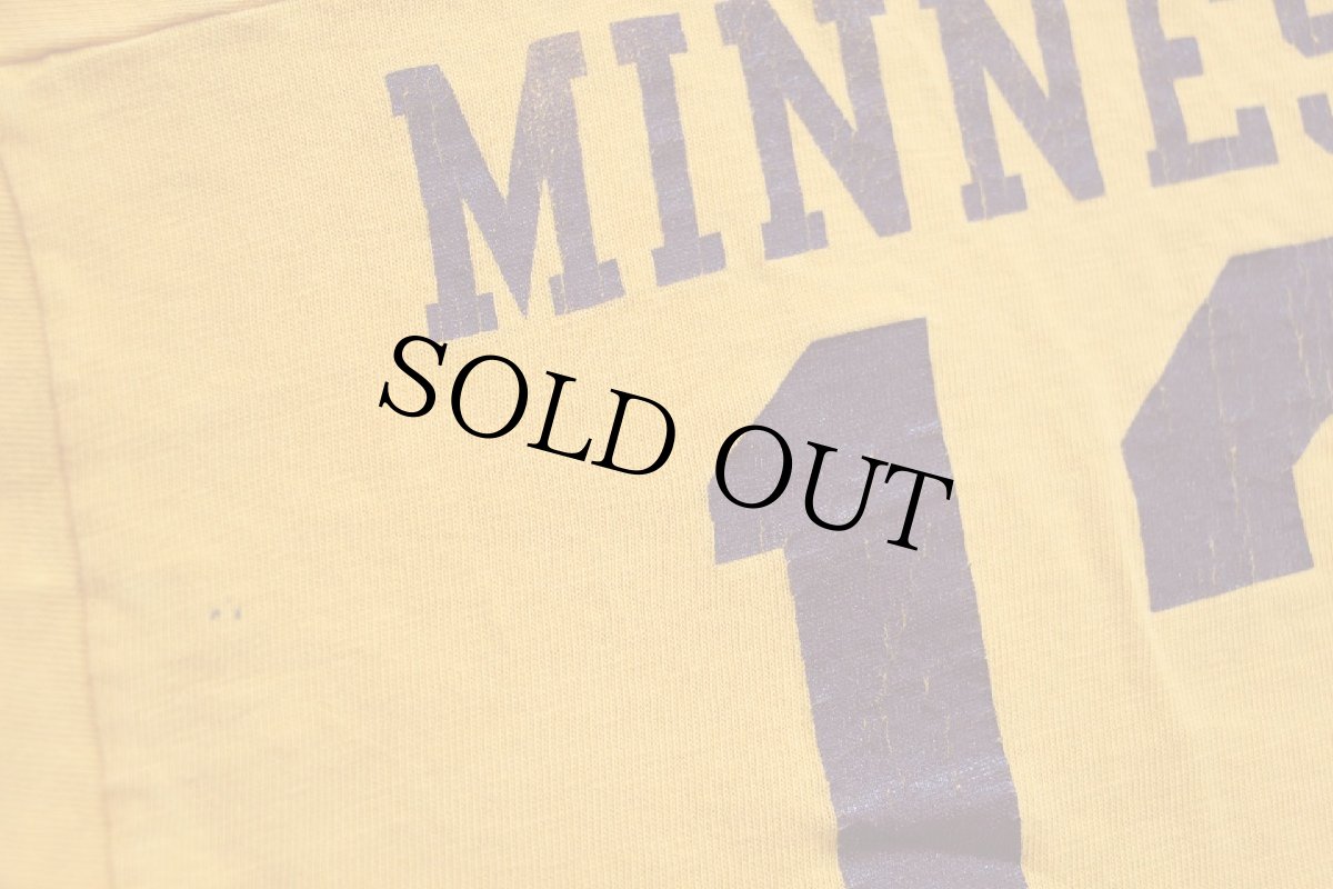 画像6: 70s USA製 Championチャンピオン MINNESOTA 12 ナンバリング ひび割れプリント コットン フットボールTシャツ マスタード M (6)