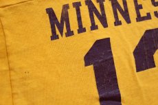 画像6: 70s USA製 Championチャンピオン MINNESOTA 12 ナンバリング ひび割れプリント コットン フットボールTシャツ マスタード M (6)