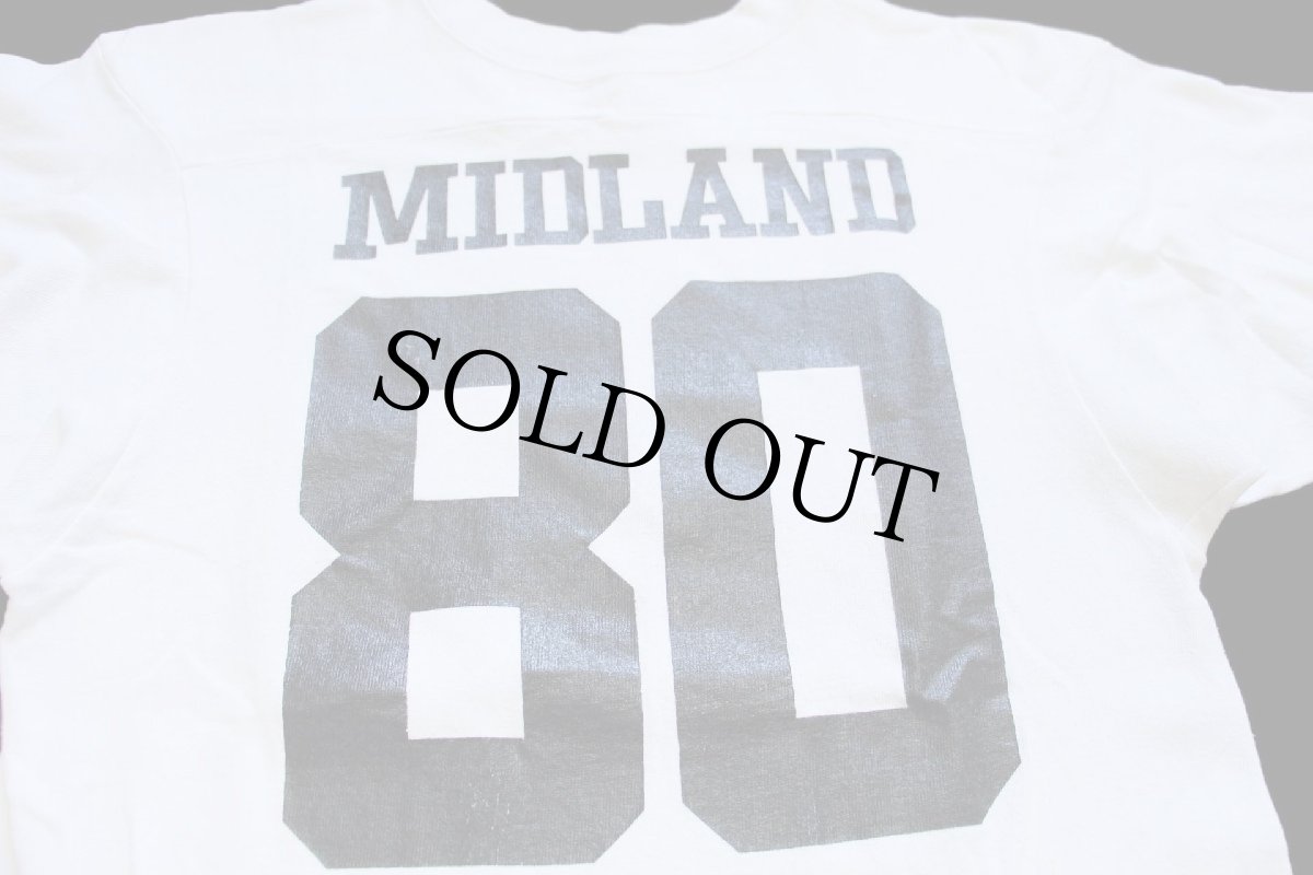 画像3: 70s USA製 ARTEX MIDLAND 80 ナンバリング コットン フットボールTシャツ 生成り M (3)