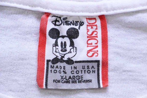 90s タキシード ミッキーマウス 影絵 Tシャツ USA製 白 OSFA 90s USA製 WALT DISNEY WORLD ディズニー ミッキー マウス コットンT