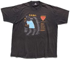 画像2: 90s USA製 U.S.M.C. 3RD MARINE DIVISION VIETNAM Tシャツ 黒 フェード XL (2)