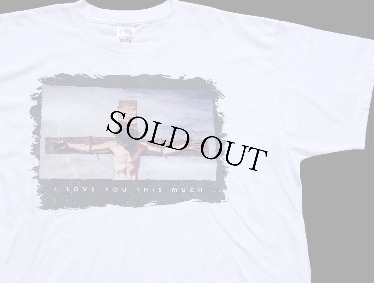 画像1: 00s I LOVE YOU THIS MUCH キリスト アート Tシャツ 白 XL (1)