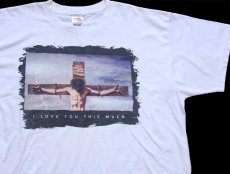 画像1: 00s I LOVE YOU THIS MUCH キリスト アート Tシャツ 白 XL (1)