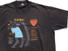 画像1: 90s USA製 U.S.M.C. 3RD MARINE DIVISION VIETNAM Tシャツ 黒 フェード XL (1)