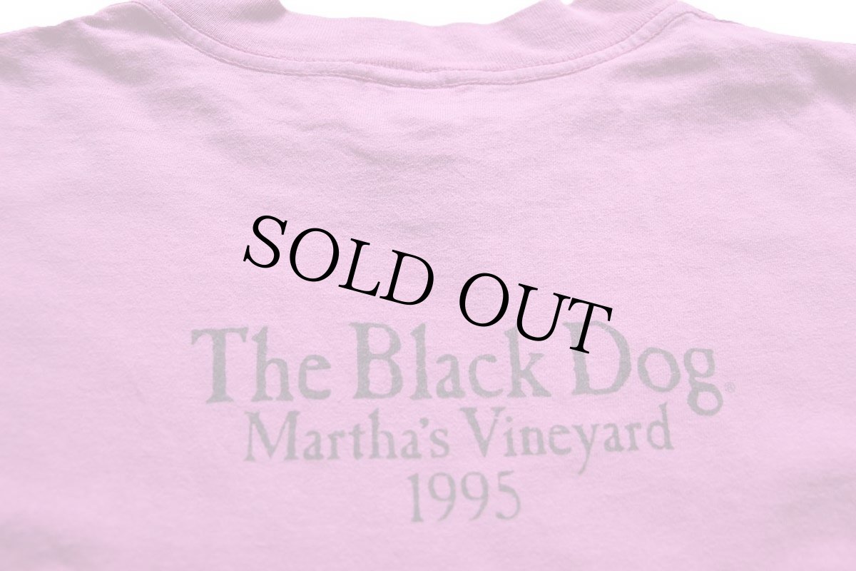 画像4: 90s USA製 The Black Dog ブラックドッグ 両面プリント コットンTシャツ 後染め 赤紫 M (4)