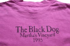 画像4: 90s USA製 The Black Dog ブラックドッグ 両面プリント コットンTシャツ 後染め 赤紫 M (4)