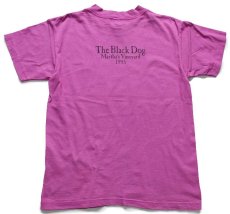 画像3: 90s USA製 The Black Dog ブラックドッグ 両面プリント コットンTシャツ 後染め 赤紫 M (3)