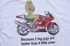 画像4: 00s Hanes HARDCORE RSV スーパーバイク ビキニ ガール 両面プリント コットンTシャツ 白 2XL★特大 (4)