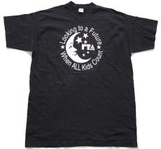 画像2: 90s USA製 PTA Looking to a Future When ALL Kids Count ムーン スター コットンTシャツ 黒 XXL★特大 (2)