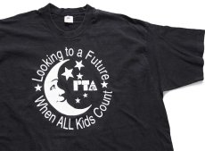 画像1: 90s USA製 PTA Looking to a Future When ALL Kids Count ムーン スター コットンTシャツ 黒 XXL★特大 (1)