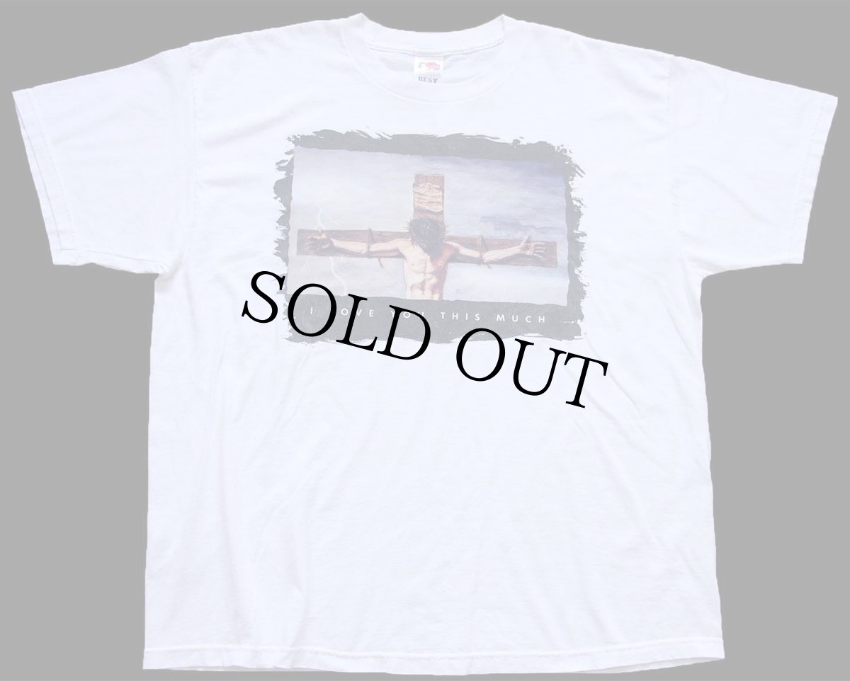 画像2: 00s I LOVE YOU THIS MUCH キリスト アート Tシャツ 白 XL (2)