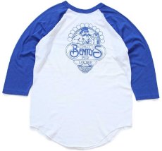 画像2: 80s USA製 UNCLE BENTLY'S PUB 両面プリント 七分袖 ラグランTシャツ 白×青 L (2)