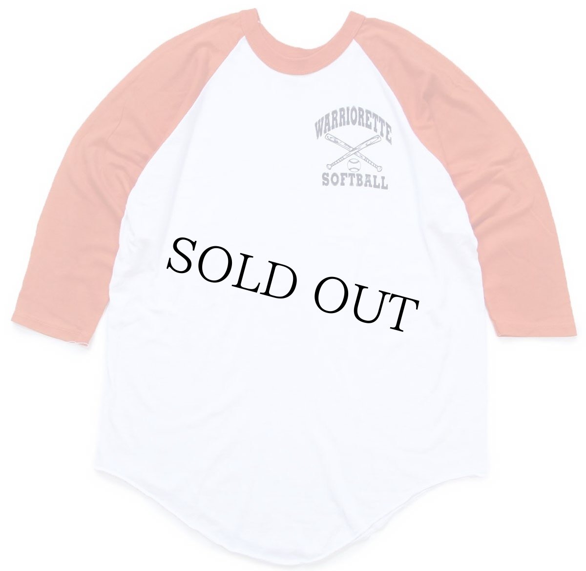 画像1: 80s USA製 RUSSELLラッセル WARRIORETTE SOFTBALL 七分袖 ラグランTシャツ 白×オレンジ L (1)