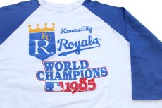 画像3: 80s USA製 MLB Kansas City Royals 七分袖 ラグランTシャツ 白×青 XL (3)