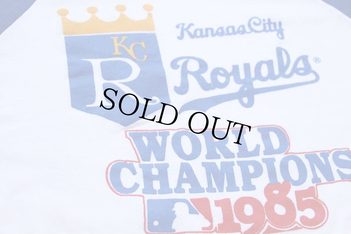 画像4: 80s USA製 MLB Kansas City Royals 七分袖 ラグランTシャツ 白×青 XL (4)