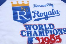 画像4: 80s USA製 MLB Kansas City Royals 七分袖 ラグランTシャツ 白×青 XL (4)