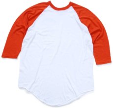 画像2: 80s USA製 RUSSELLラッセル WARRIORETTE SOFTBALL 七分袖 ラグランTシャツ 白×オレンジ L (2)