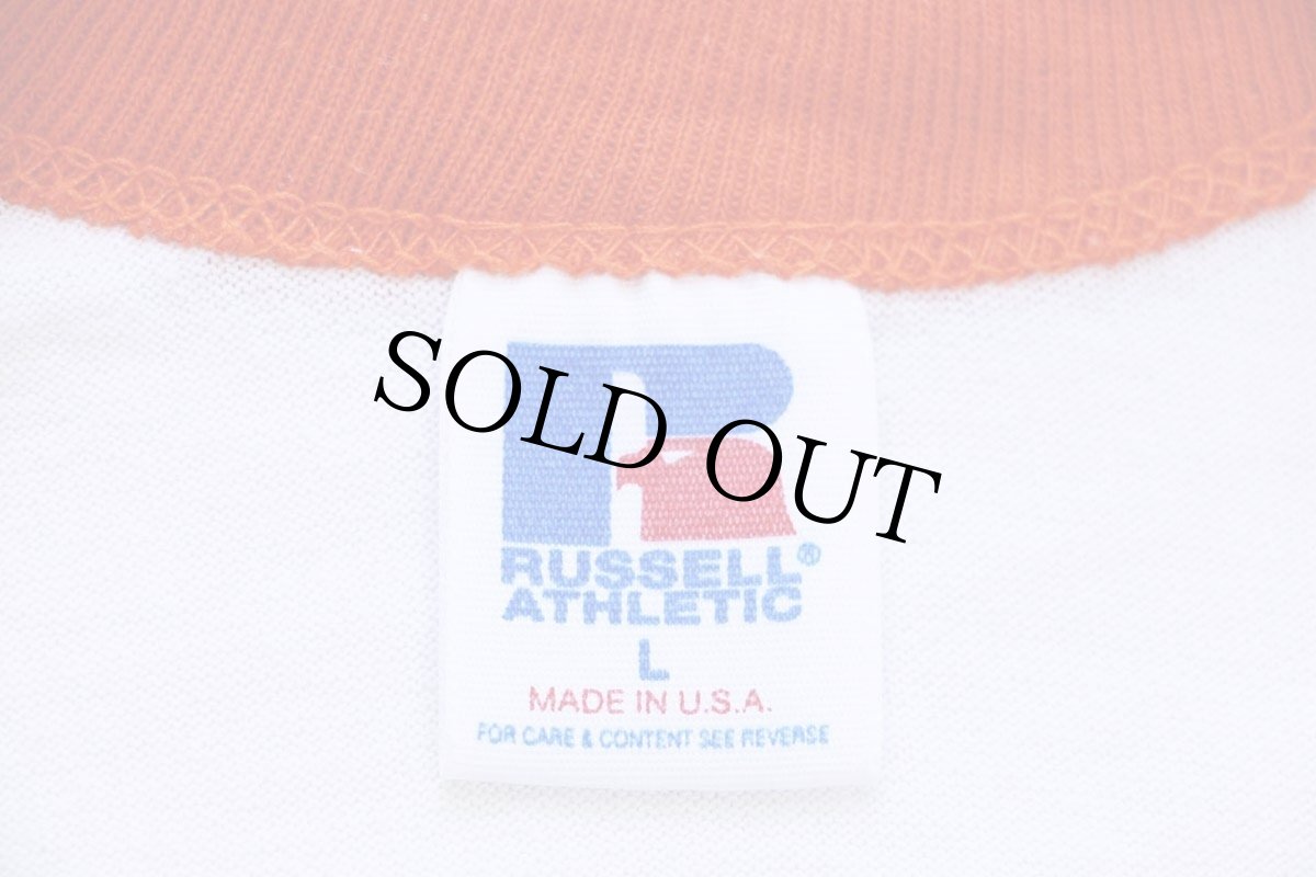 画像5: 80s USA製 RUSSELLラッセル WARRIORETTE SOFTBALL 七分袖 ラグランTシャツ 白×オレンジ L (5)