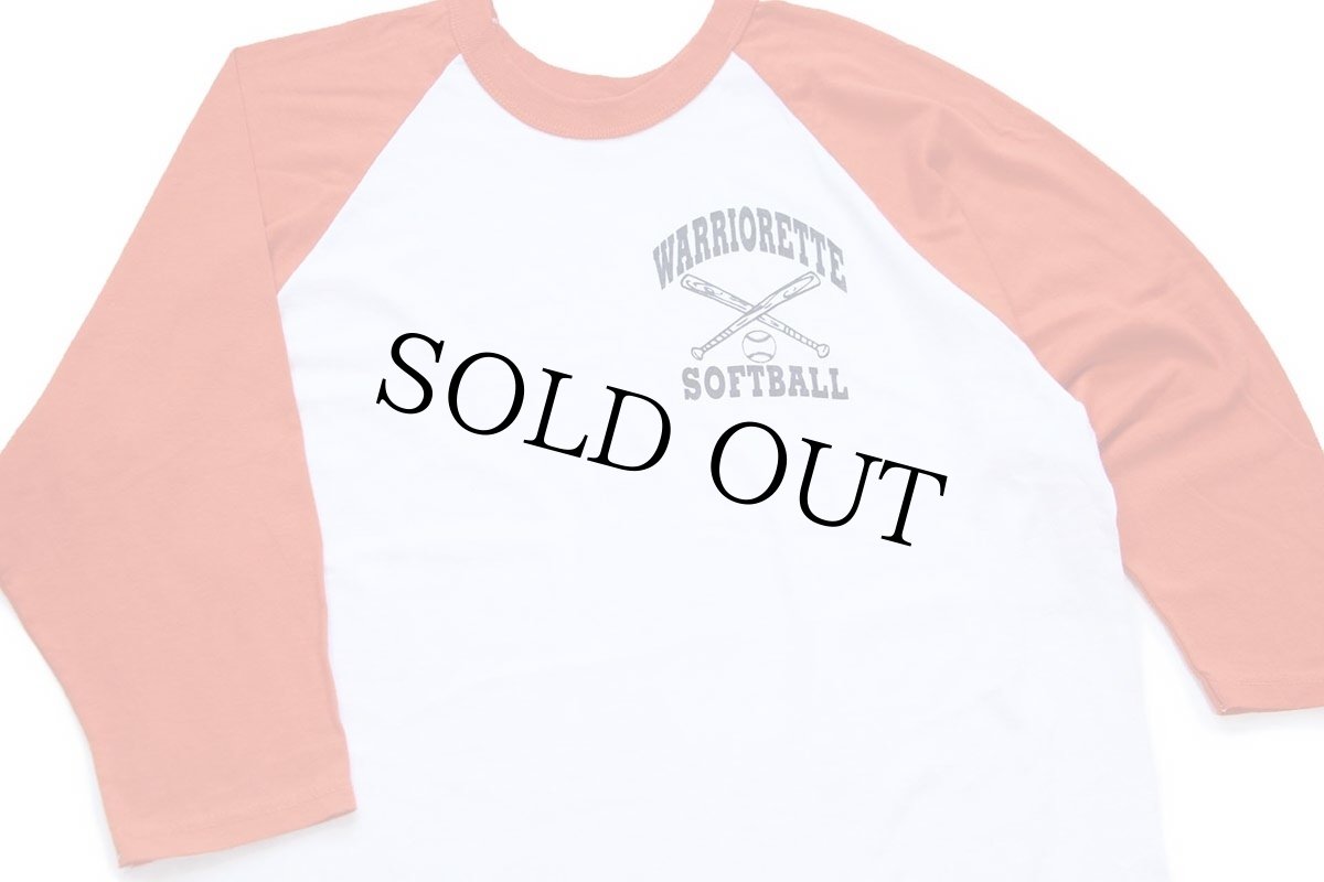 画像3: 80s USA製 RUSSELLラッセル WARRIORETTE SOFTBALL 七分袖 ラグランTシャツ 白×オレンジ L (3)