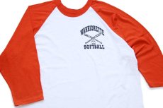 画像3: 80s USA製 RUSSELLラッセル WARRIORETTE SOFTBALL 七分袖 ラグランTシャツ 白×オレンジ L (3)