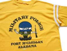画像3: 80s MILITARY POLICE FORT McCLELLAN ALABAMA 両面プリント ペンキ飛び アスレチックTシャツ 黄 (3)