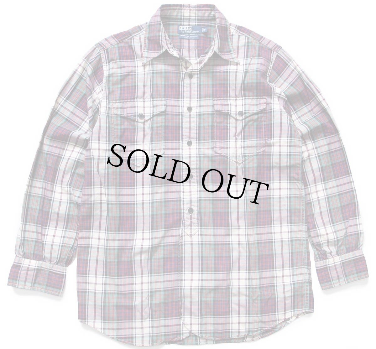 画像1: 00s ポロ ラルフローレン WOODSMAN WORKSHIRT マドラスチェック コットンシャツ S (1)
