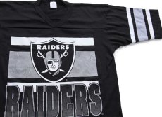 画像1: 90s USA製 NFL RAIDERS Vネック フットボールTシャツ 黒 L (1)