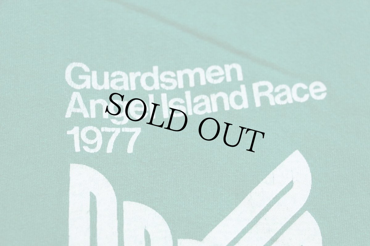 画像4: 70s USA製 RUSSELLラッセル Guardsmen Angel Island Race 1977 ウイングフット コットンTシャツ 緑 L (4)
