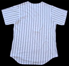 画像2: 90s USA製 MLB COLORADO ROCKIES ピンストライプ ベースボールシャツ 白×黒 M (2)