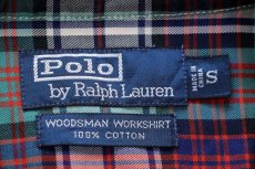 画像4: 00s ポロ ラルフローレン WOODSMAN WORKSHIRT マドラスチェック コットンシャツ S (4)