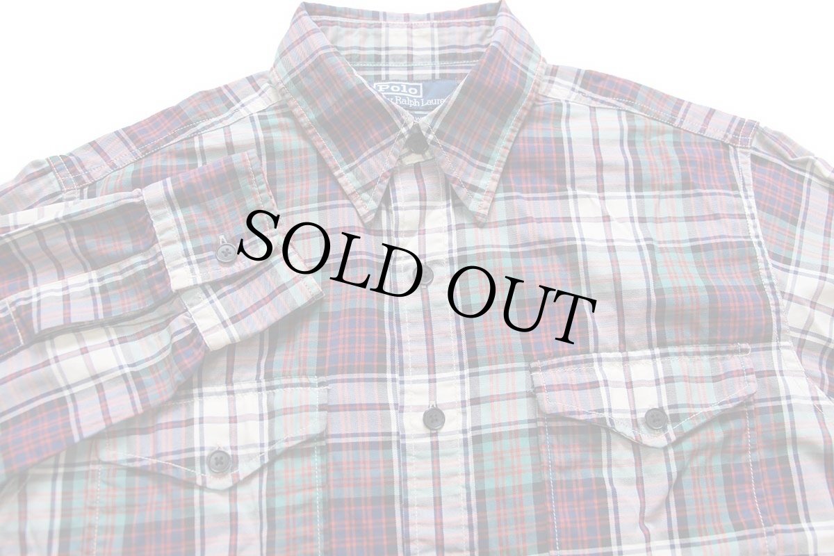 画像3: 00s ポロ ラルフローレン WOODSMAN WORKSHIRT マドラスチェック コットンシャツ S (3)