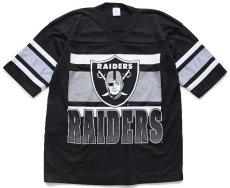 画像2: 90s USA製 NFL RAIDERS Vネック フットボールTシャツ 黒 L (2)