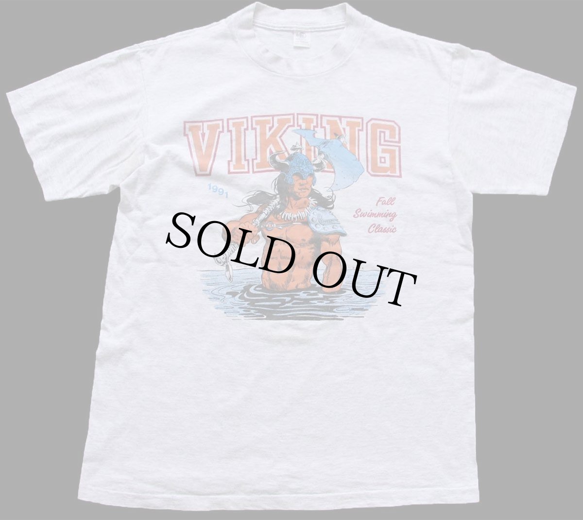 画像2: 90s USA製 VIKING Fall Swimming Classic コットンTシャツ 杢ライトグレー M (2)