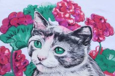 画像4: 00s キャット フラワー アート Tシャツ 白 XL (4)