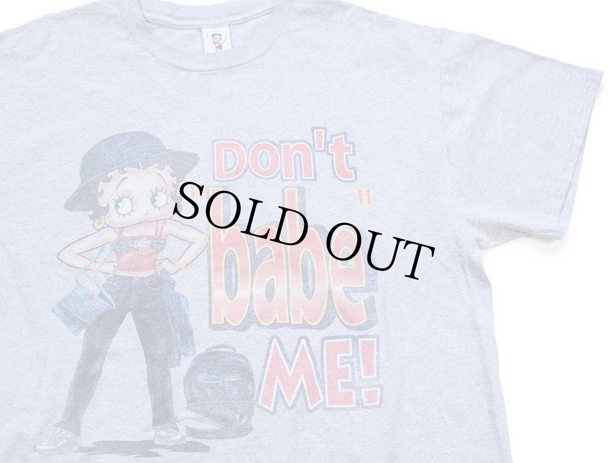 画像1: 00s BETTY BOOP ベティ ブープ Don't babe ME! コットンTシャツ 杢グレー (1)