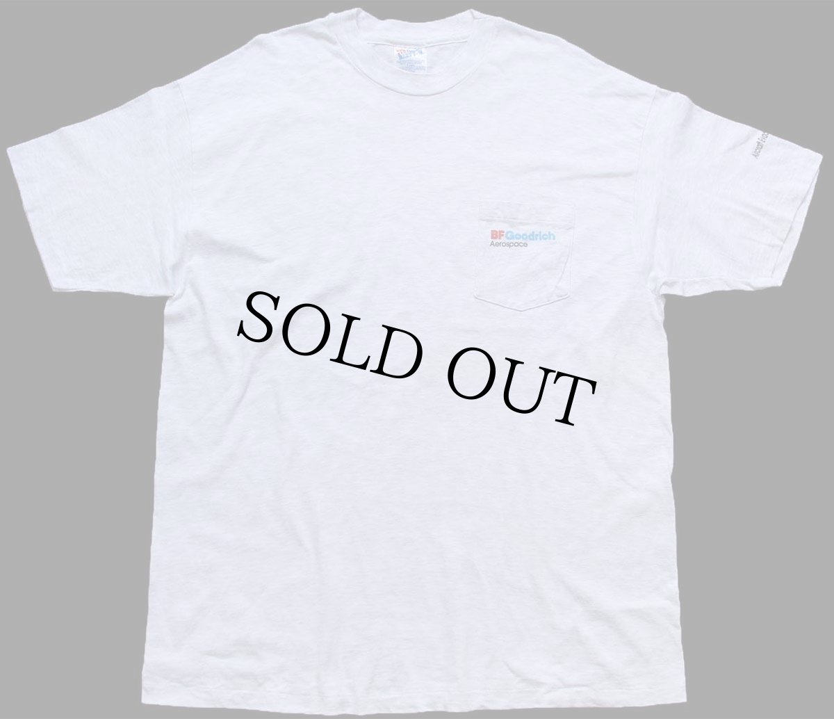 画像2: 90s Hanes BF Goodrich Aerospace ポケット付き コットンTシャツ 杢ライトグレー XL (2)