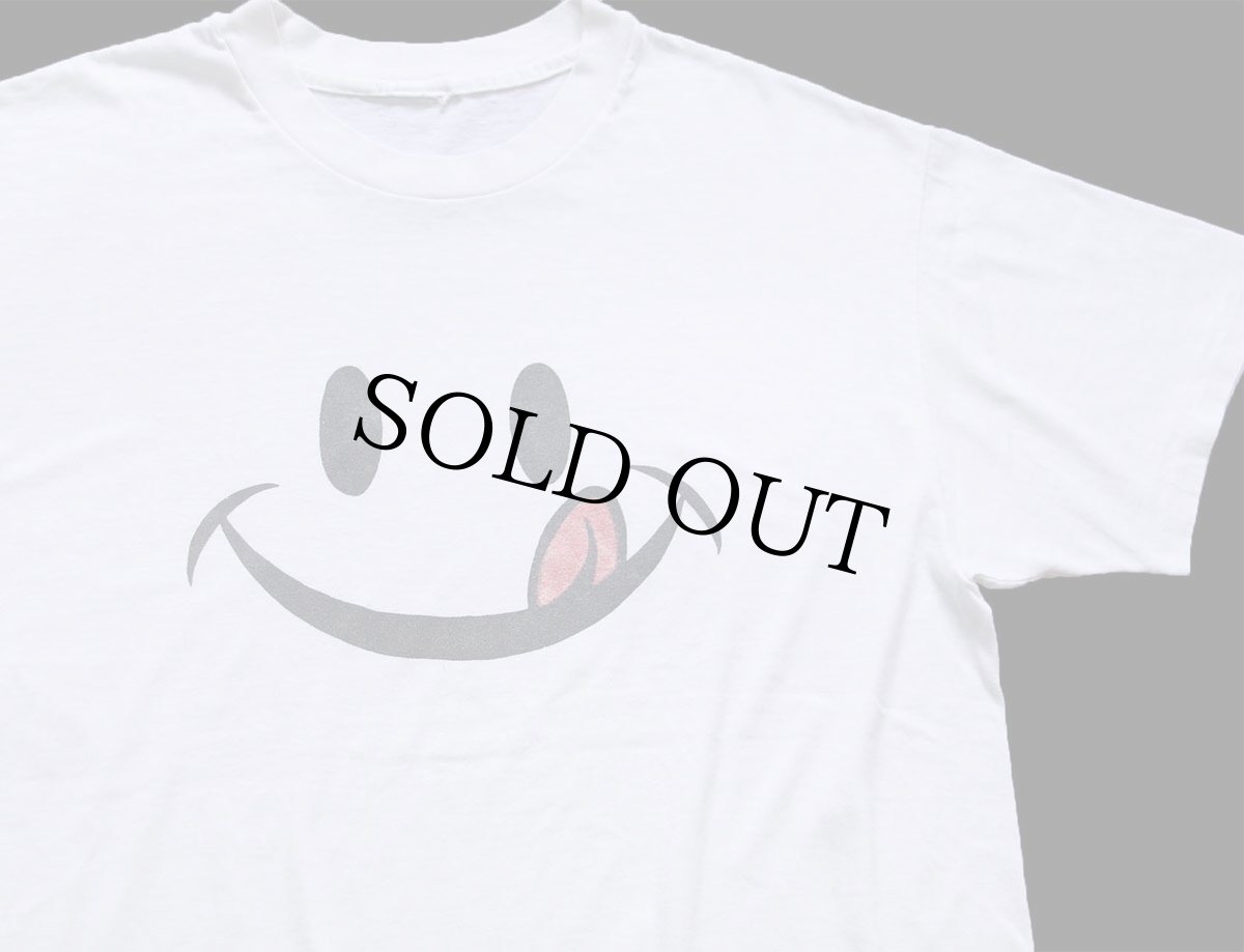 画像1: 90s スマイル イラスト Tシャツ 白 (1)