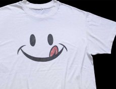 画像1: 90s スマイル イラスト Tシャツ 白 (1)