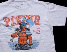 画像1: 90s USA製 VIKING Fall Swimming Classic コットンTシャツ 杢ライトグレー M (1)