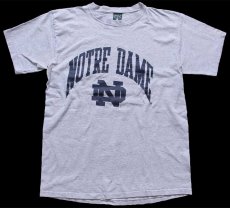 画像2: 90s USA製 MV SPORT NOTRE DAME コットン×レーヨン Tシャツ 杢グレー L (2)