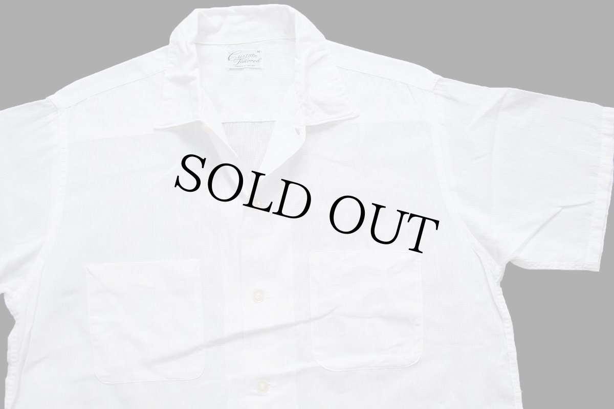 画像3: 60s Custom Tailored 無地 半袖 コットン ガーゼシャツ 白 M (3)