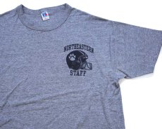 画像1: 90s USA製 RUSSELLラッセル NORTHEASTERN STAFF アメフト Tシャツ 杢グレー XL (1)
