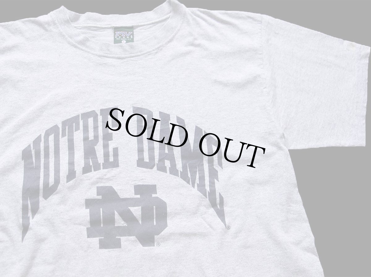 画像1: 90s USA製 MV SPORT NOTRE DAME コットン×レーヨン Tシャツ 杢グレー L (1)