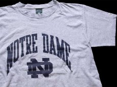 画像1: 90s USA製 MV SPORT NOTRE DAME コットン×レーヨン Tシャツ 杢グレー L (1)