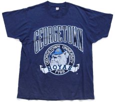 画像2: 80s USA製 GEORGETOWN UNIVERSITY HOYAS ブルドッグ マスコット Tシャツ 紺 L (2)